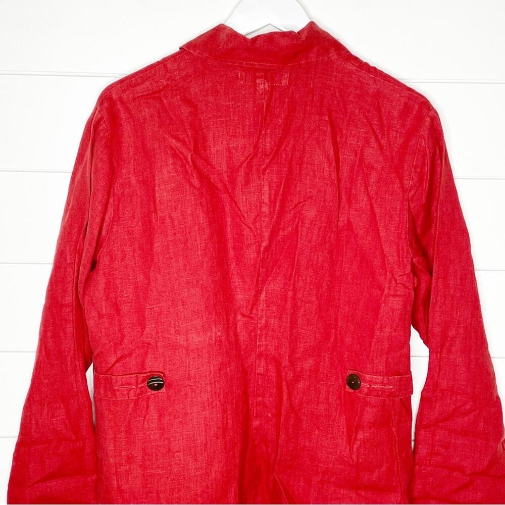 Flax Linen Button Front Long Sleeve Shirt Jacket Red Size Small - Picture 5 of 8